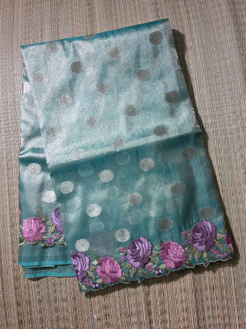 Banarasi Tissue Silk Saree with Beautiful Scallop Border