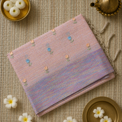Linen Sari with Embriodered Motifs
