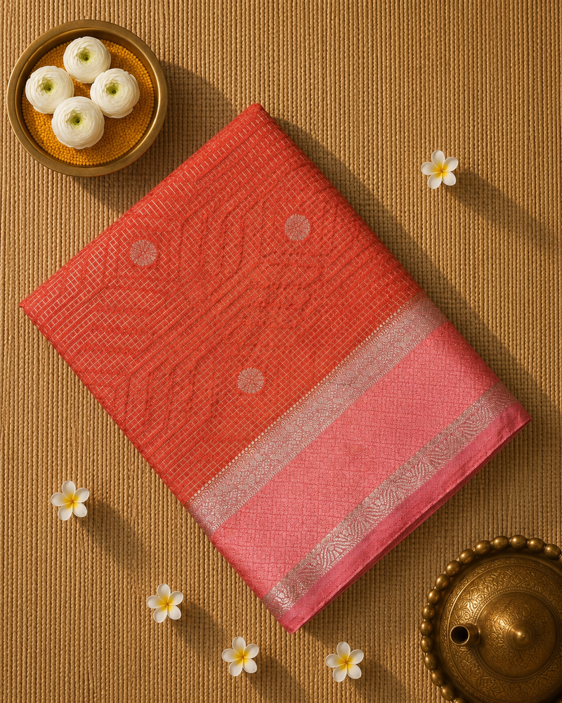 Premium Semi Mysore Crepe Saree with Thread Weaving and Rich Pallu