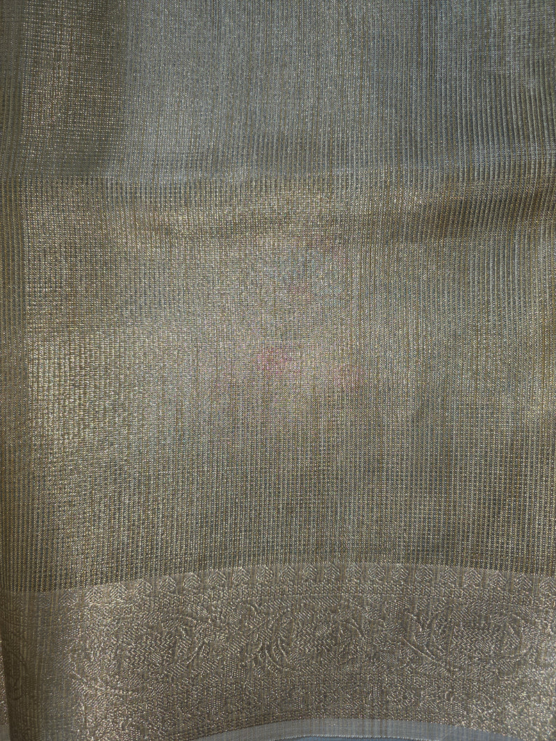 Kota Tissue Saree with Floral Embroidery