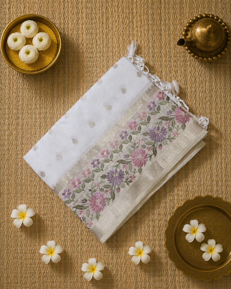 Kota Tissue Saree with Embroidery and All over Butis