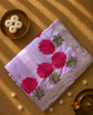 Pure Raw Silk Saree with Scallop Border and Embroidery