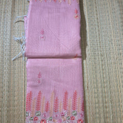 Linen Tissue Saree with Embroidery