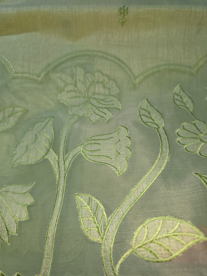 Pure Linen Saree with Beautiful Applique Work
