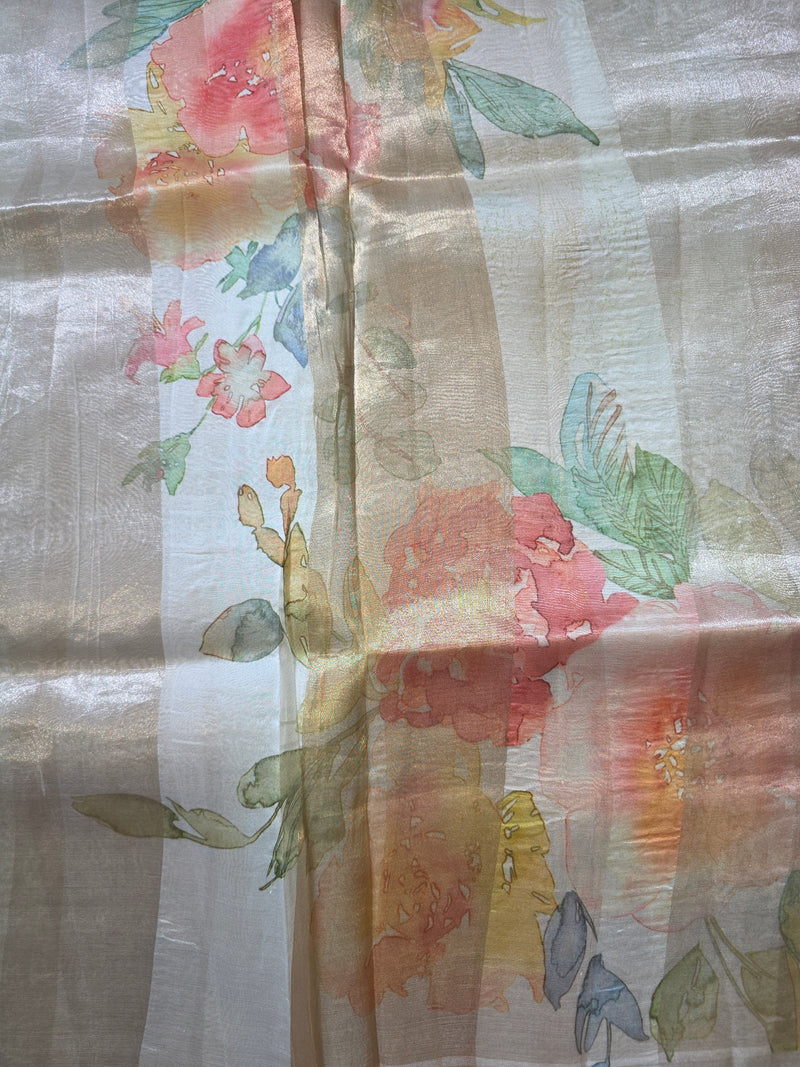 Digital Printed Pure Organza and Tissue Saree with Satin Blouse