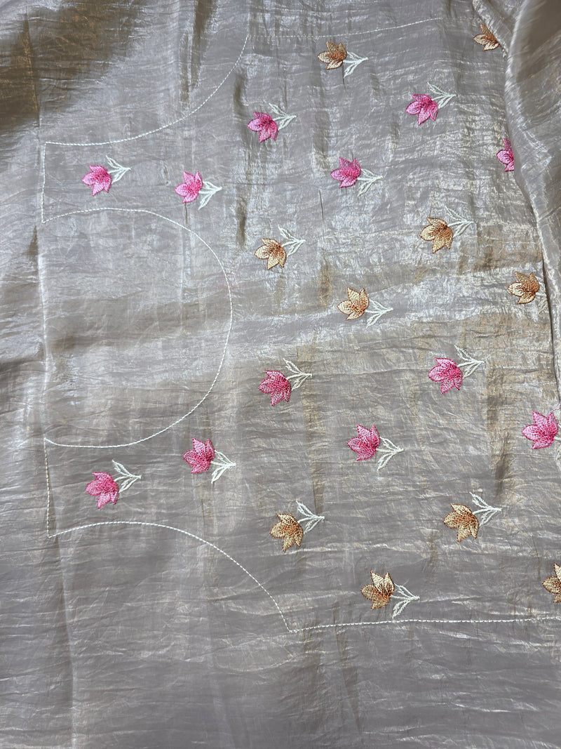 Crush Tissue Saree with Embroidery