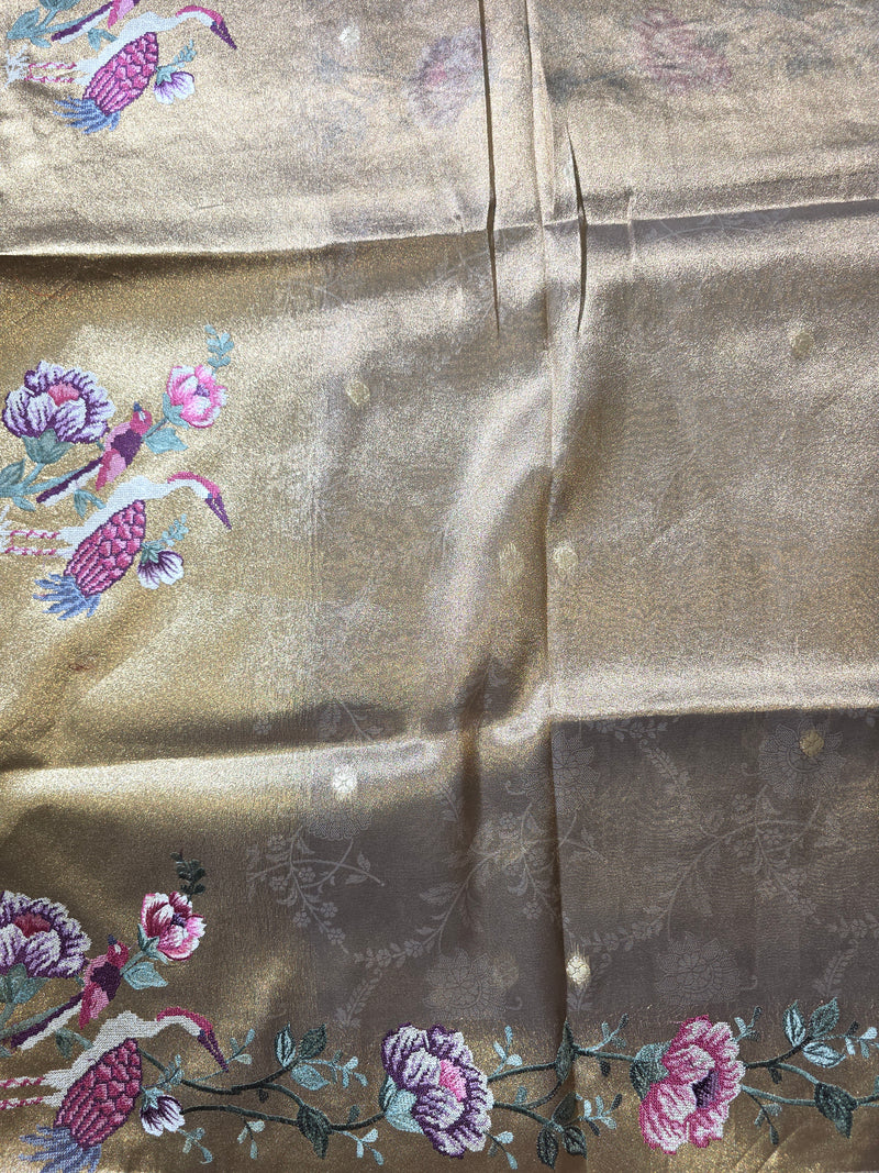 Pure Kore Tissue Saree with Petit Point Embroidery