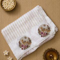 Pure Banarasi Tissue Saree with Petit Point Embroidery