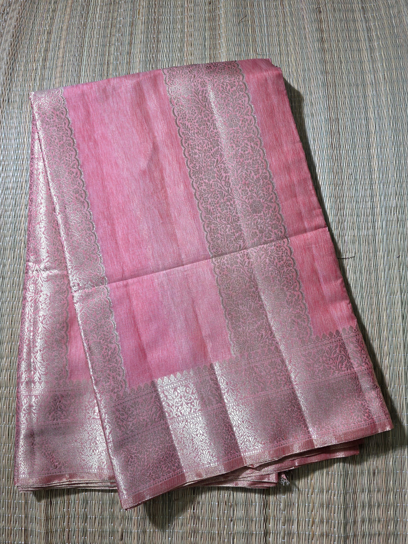 Tussar Saree with Vertical Zari Weaving and Rich Pallu