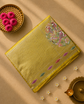 Pure Raw Silk Saree with 10 inch German Silver Border and Petit Point Work