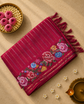 Tussar Silk Saree with Embroidery and Zari Stripes
