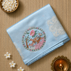 Pure Kora Tissue Saree with Beautiful Embroidery