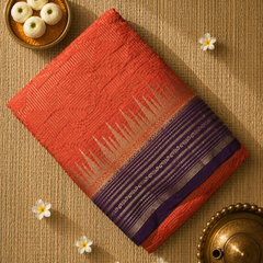 Premium Semi Mysore Crepe with Vintage Temple Border and Rich Pallu