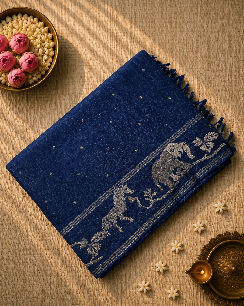 Tussar Silk Saree with Embroidery