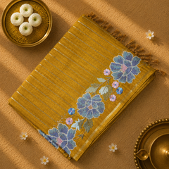 Pure Tussar Silk Sarees with Vertical Zari Stripes and Designer Blouse