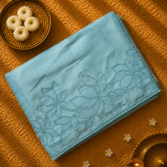 Soft Tussar Silk Saree with Applique work in organza