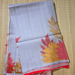 Pure Organza and Satin Fusion Saree with Satin Pleats and Blouse