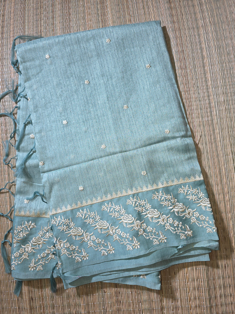 Tussar Linen Saree with Embroidery