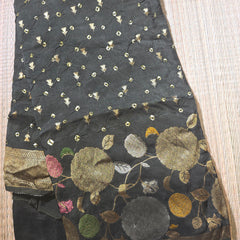 Black Bandhani Crepe Saree witth Floral Weaving