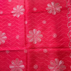 Kota Silk Saree with Scallop Border and Thread Embroidery
