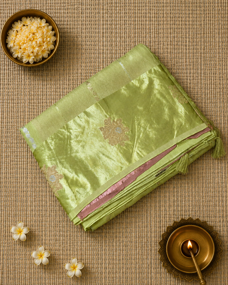 Raw Mango Saree with Contrast Blouse
