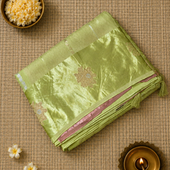 Raw Mango Saree with Contrast Blouse