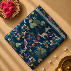 Pure Raw Silk Saree with all over Embroidery