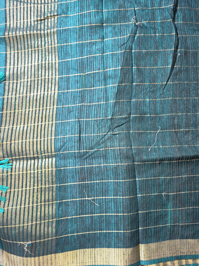 Pure Handloom Tussar Saree with Petit Point Embroidery all over