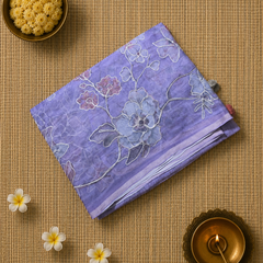 Kora Silk Printed Saree with Aari Work