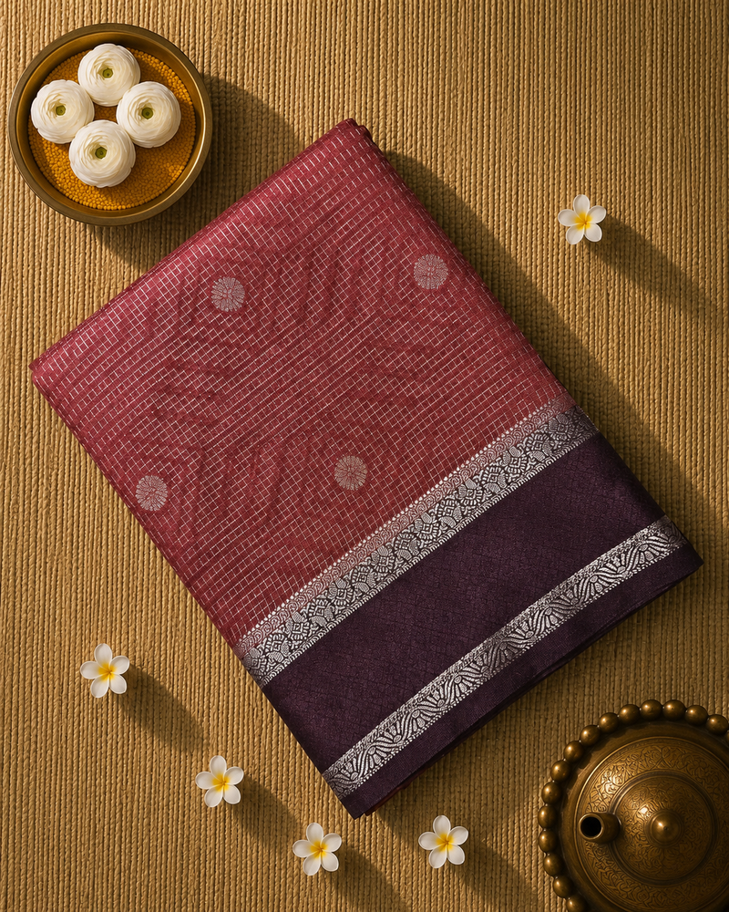 Premium Semi Mysore Crepe Saree with Thread Weaving and Rich Pallu