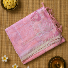 Kora Silk Digital Printed Saree with Aari Work