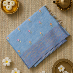 Linen Sari with Embriodered Motifs