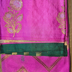 Crepe Saree with Contrast Blouse , Rich Pallu and Satin Border