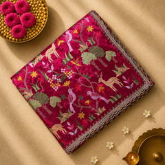 Pure Raw Silk Saree with all over Embroidery