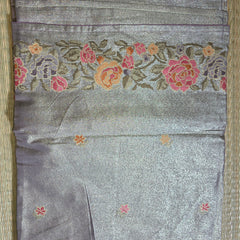 Pure Kora TissueSaree with Exquisite Petit Point Embroidery