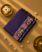 Pure Tussar Silk Saree with Vertical Zari Stripes and Petit Point Embroidery