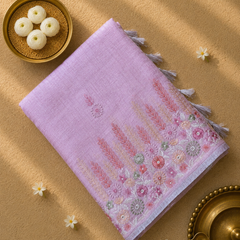 Linen Tissue Saree with Embroidery