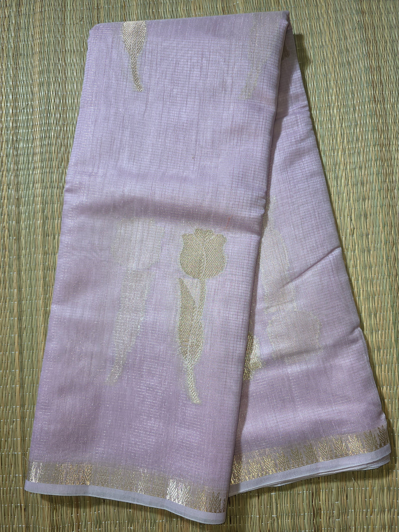 Linen Zari Saree with Tulips