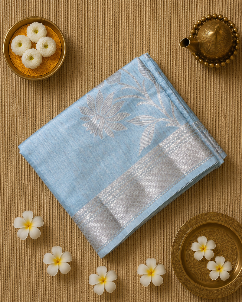 Tussar Saree with Jaal Weaving and Rich Pallu