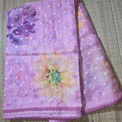 Kota Silk Saree with Digital Print and Embroidery