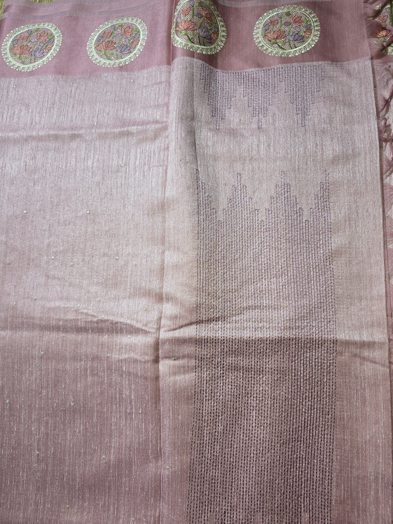 Tussar Linen Saree with Embroidery