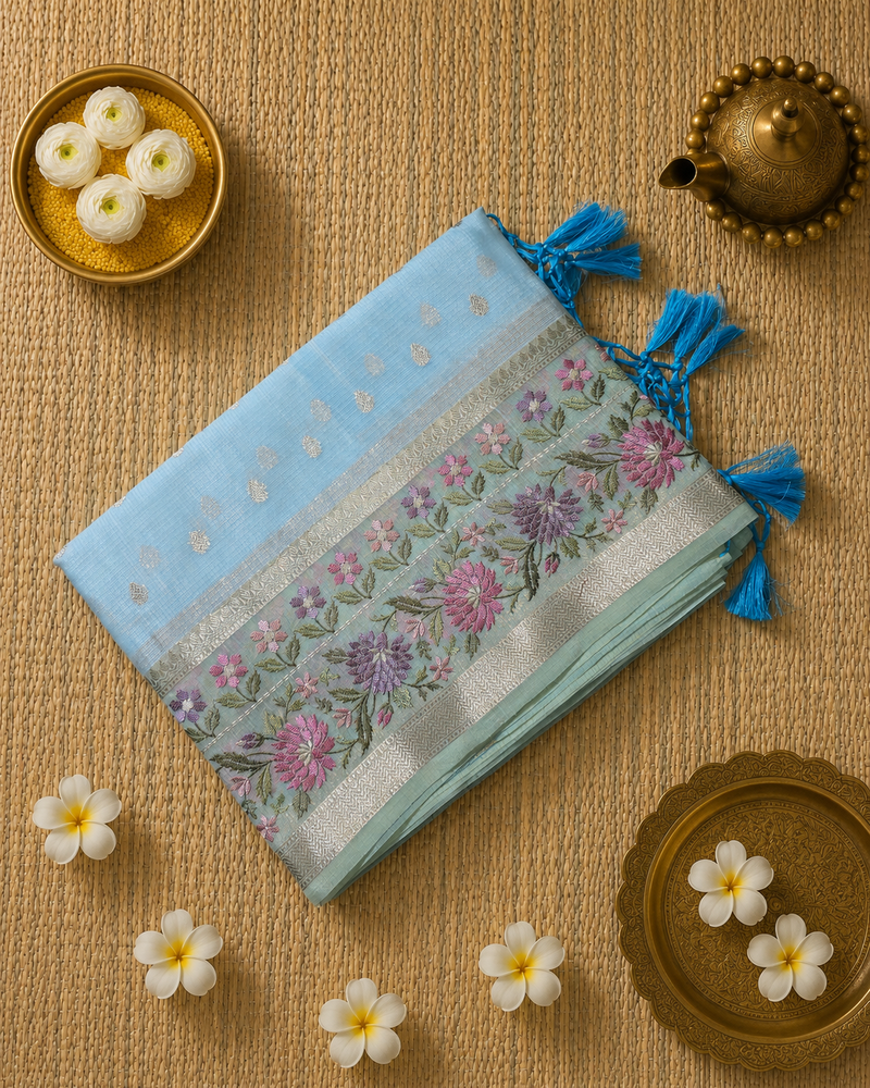 Kota Tissue Saree with Embroidery and All over Butis