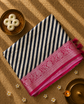 Pure Dola Silk Saree with Applique work in Lehariya pattern