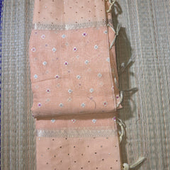 Linen Tissue Saree with Mirror work