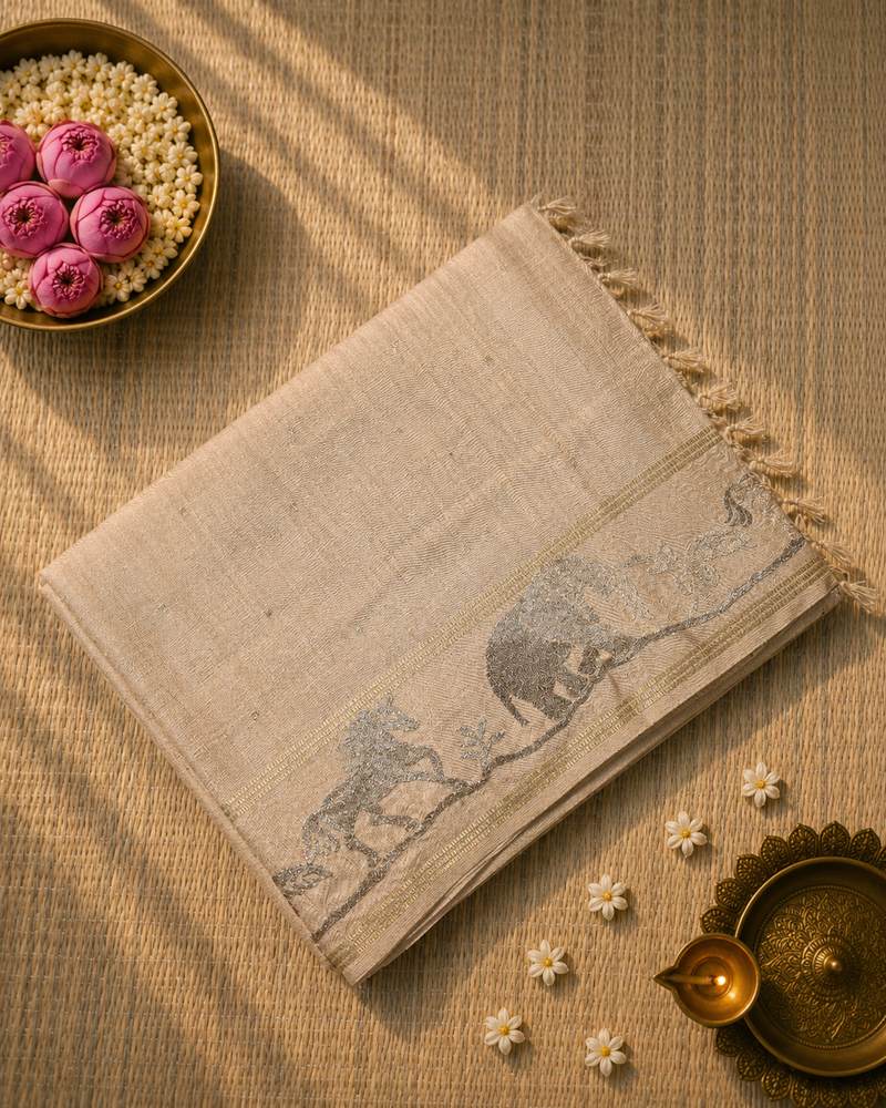 Tussar Silk Saree with Embroidery