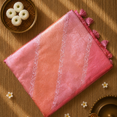 Pure Raw Kora Silk in Rangkat with Embroidery
