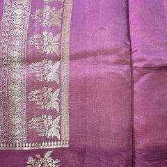 Pure Kora Silk Saree in Pink and Purple Rangkat Weaving