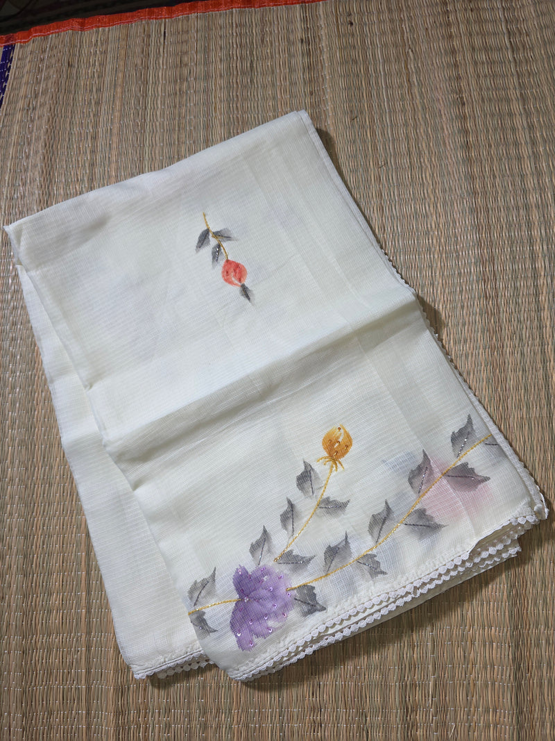 Cotton Kota Saree with Digital Print and Embroidery