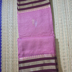 Premium Semi Mysore Crepe Saree with Vintage Checks and Rich Pallu