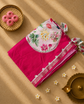 Pure Dola Silk Patli Style Saree with Applique , Aari and Mirror work